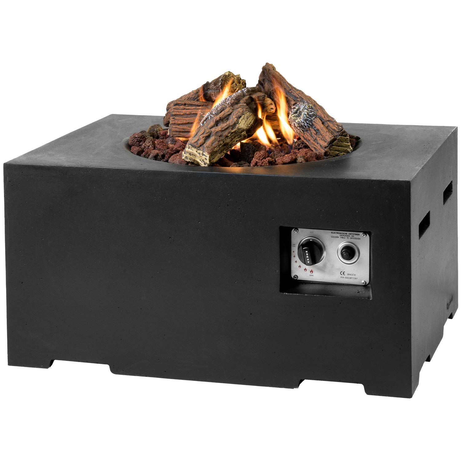 Happy Cocooning Feuertisch Mania Feuertisch klein schwarz 12 kW rechteckig inkl. 5kg Lavasteine