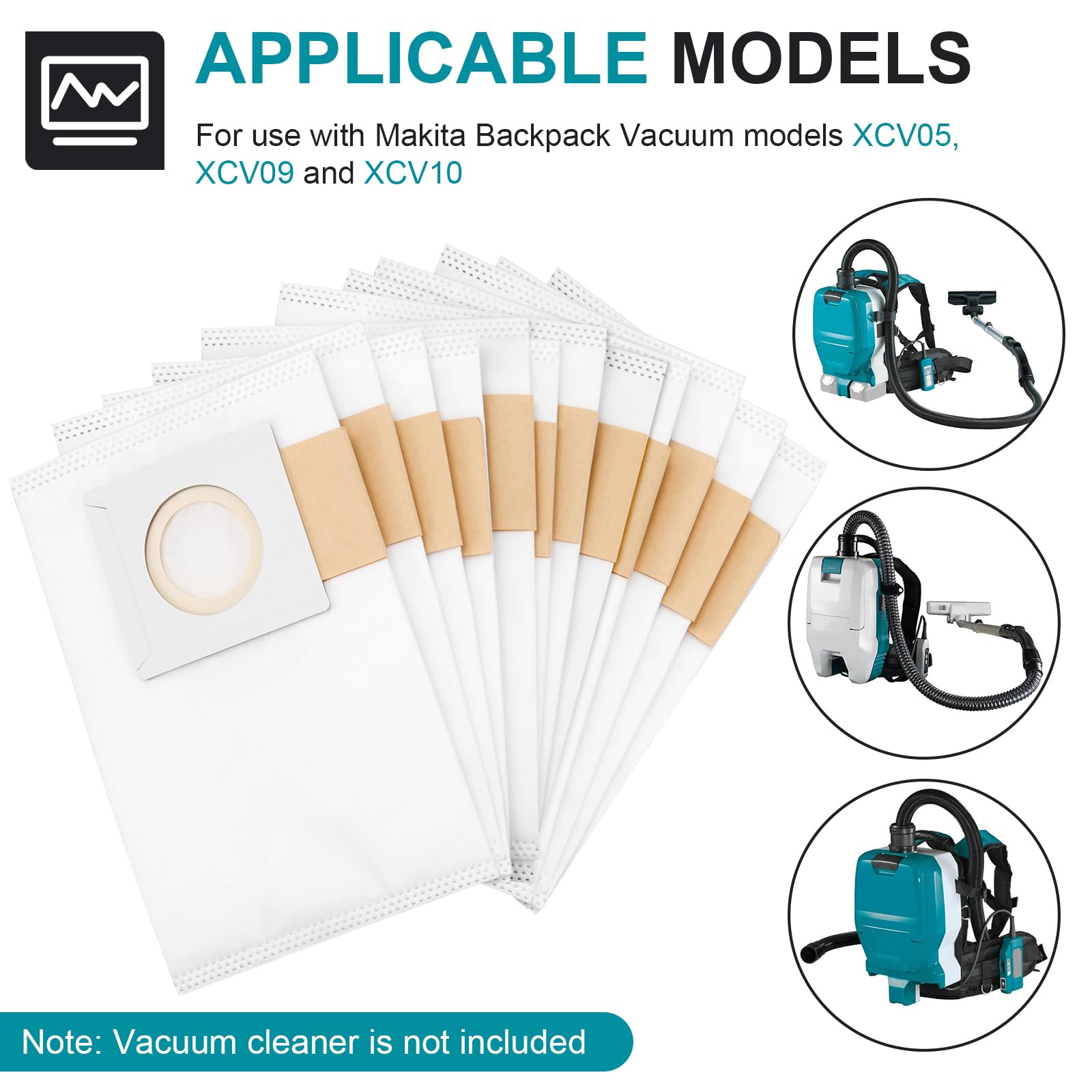 12 Pack 197903-8 for Makita Filter Bag Fits Makita Backpack