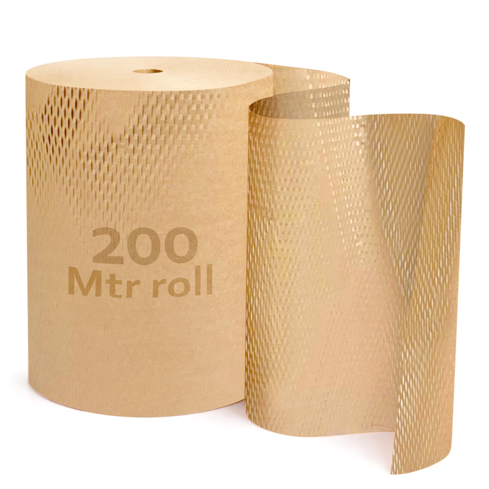 GLUN® Honeycomb Paper Wrapping Roll, (200 m 15 Inch Width), Eco-Friendly Cushion Wrap for Fragile Shipping Paper, Wrap Roll for Packing, Shipping, & Moving Sustainable Plastic-Free Packaging Item