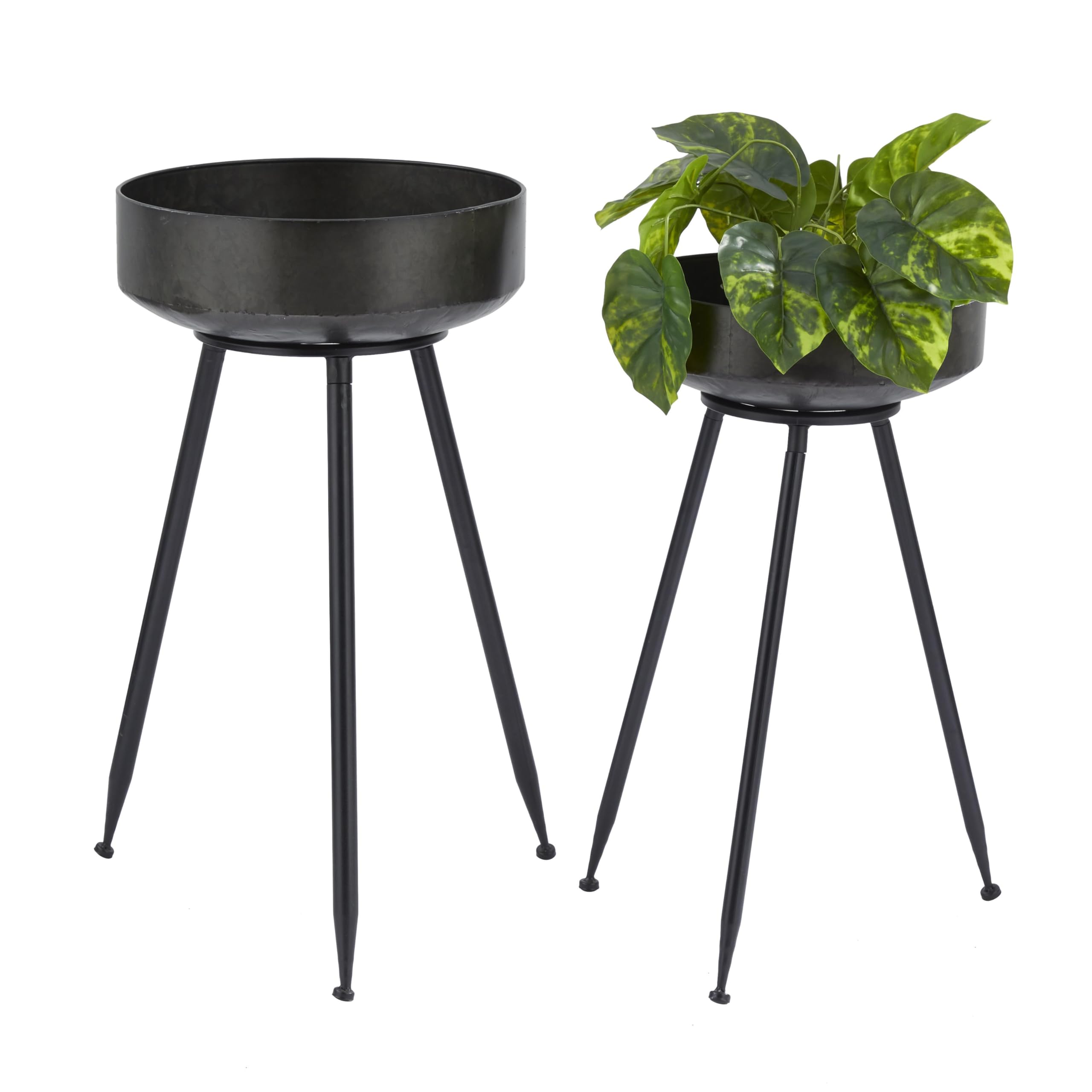 Pot de fleurs intérieur extérieur Deco 79 noir en métal pour salon et terrasse