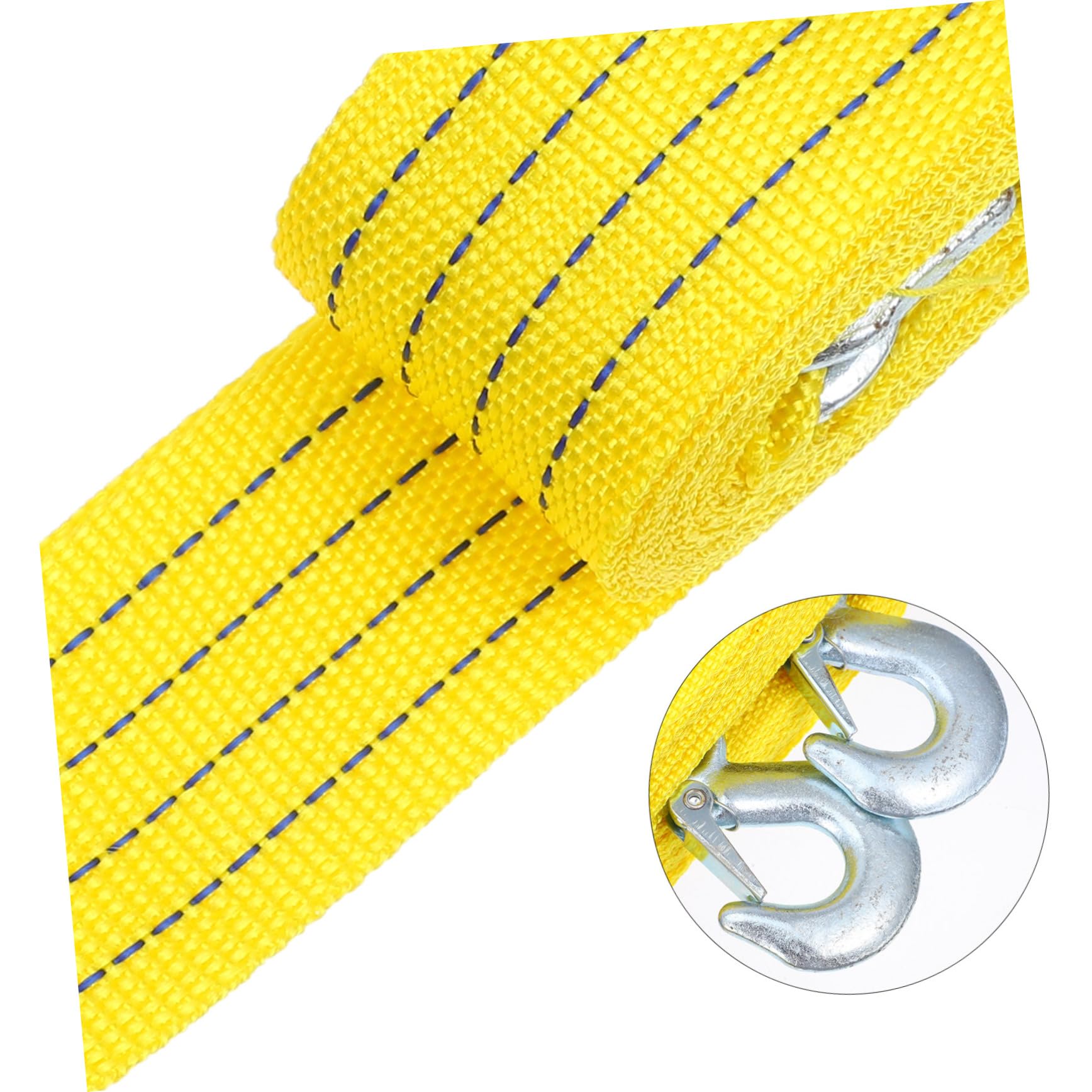 Corda di Traino Auto 2 Pezzi 3t in Nylon con Lega di Zinco | Giallo, per Veicoli e Camion, Facile da Trasportare, Accessorio di Traino per Uso Stradale