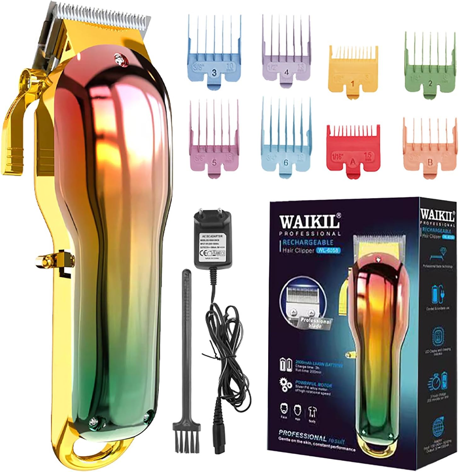 WAIKIL Cordless Professional Hair Clipper for Men,High-Performance Barber Clippers for Hair Cutting,Rechargeable Hair/Beard Trimmers,Grooming Set with Charging Cable,Model 6058