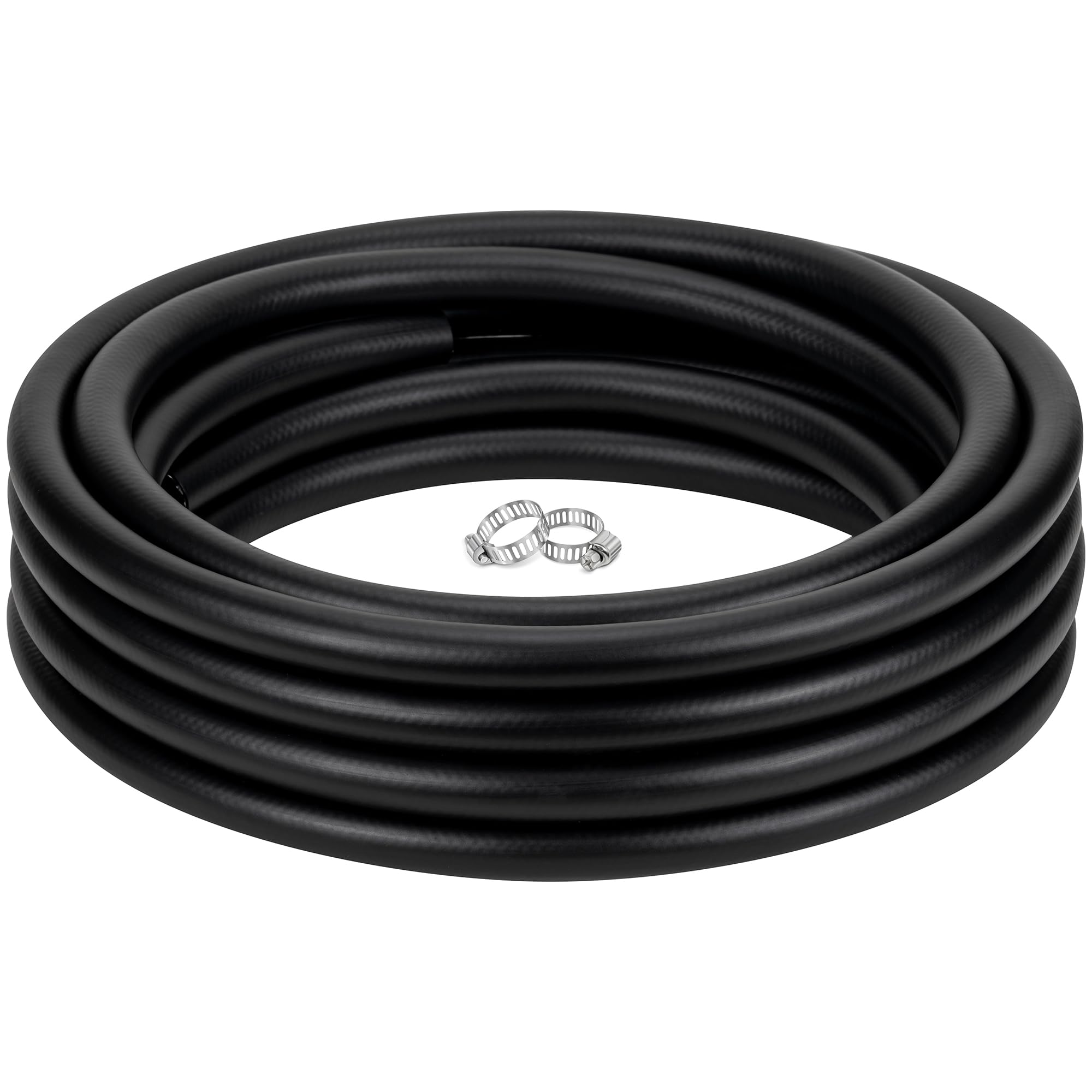 ZY-hosetube Black Reinforced Vinyl Tubing 3/4" id x 50 ft Flexible PVC Braided Hybrid hose High Pressure Thick Water Line Tubing with 2 Clamps, Burst
