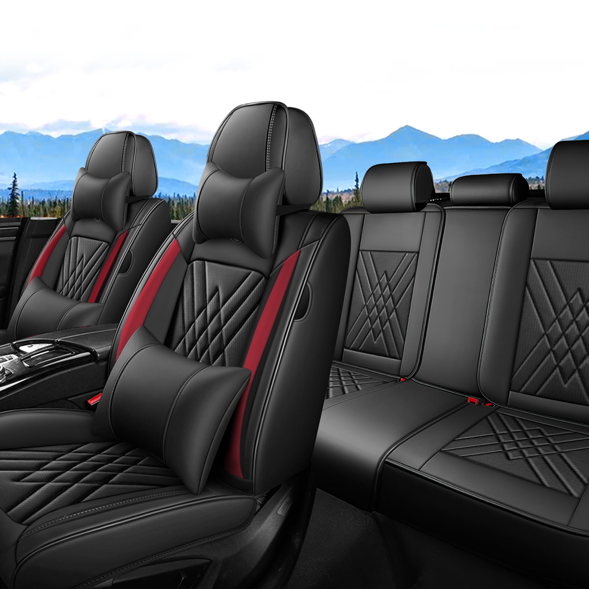 PANG DOU Seat Covers Full Set Custom Fit for Toyota Rav4 2019-2026,Luxury 5 Seats Full Coverage Waterproof Leather Seat Cover for Car, Non-Slip Car