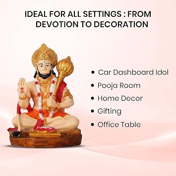Multi Color Handmade Bajrang Bali Lord Hanuman Idol | Hindu Monkey God Idol | Idol for Car, Office and Home Decor | 8 cms | Gifting Purpose (Lord Hanuman Statue) – Pack of 1