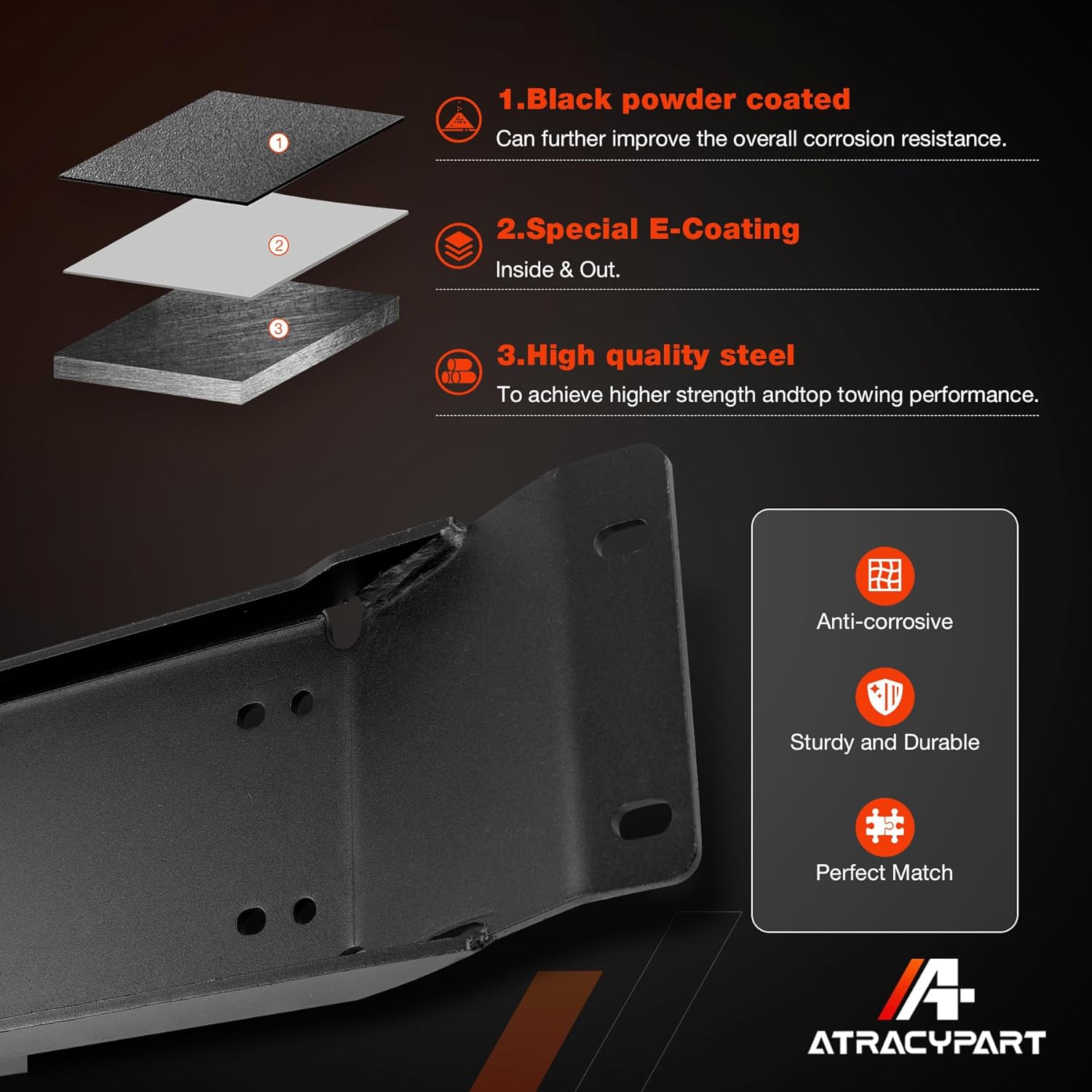 Winch Mount Plate Bracket Kit Compatible with 2022-2025 Polaris Ranger Midsize SP 570/ 570 Crew, Heavy Duty Steel Plate, Black Powder-Coated