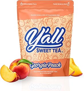 Y'all Sweet Tea - Peach Flavored Iced Tea Bags One Gallon Size in 10 Gallons Per Pack Quick Brew Southern Ice Tea with Sweet Georgia Peach Flavor | As Seen on Shark Tank (Caffeinated)