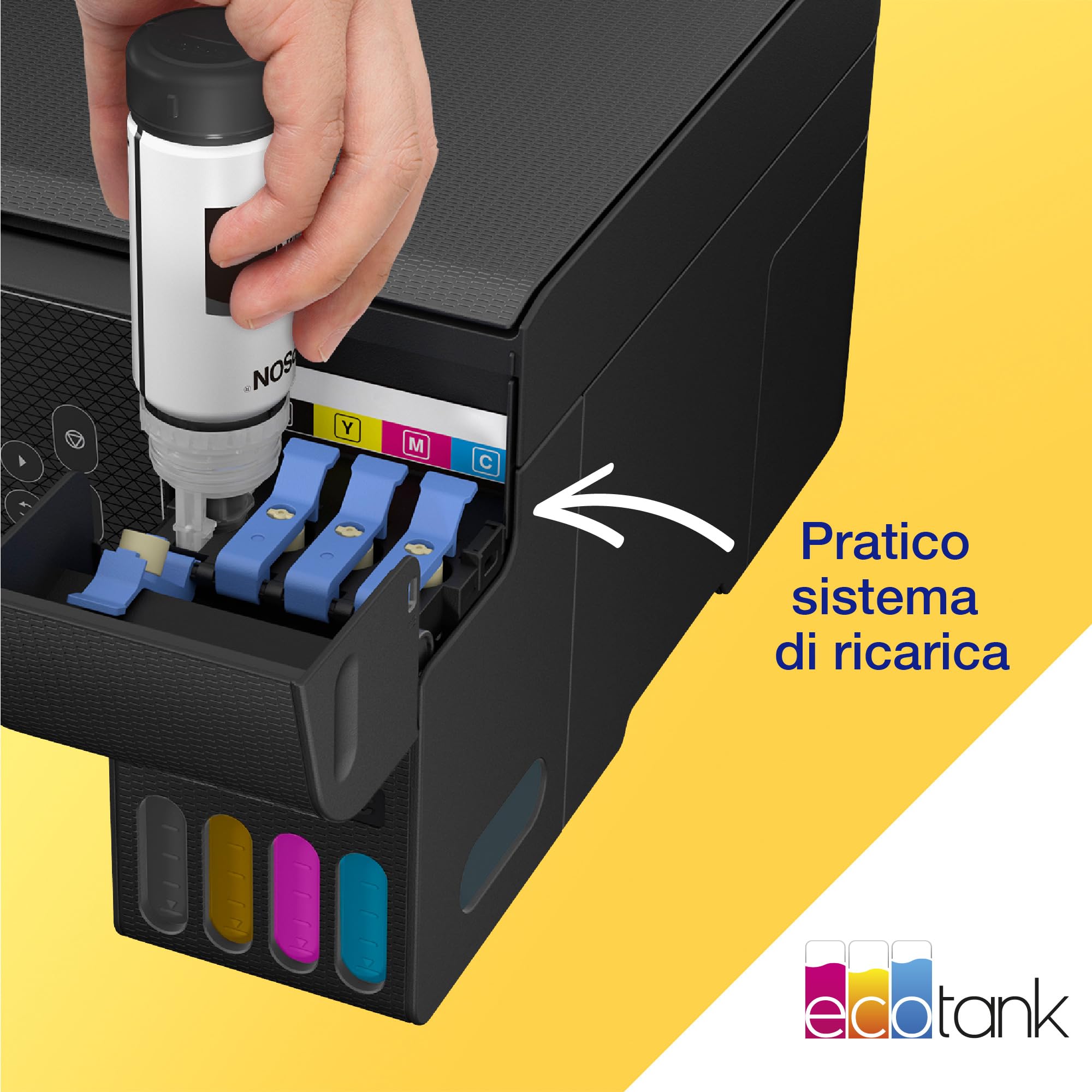 Epson EcoTank ET-2870 Stampante con Serbatoi D'inchiostro Wi-Fi A4 Stampa Copia Scansione LCD 3.7 cm 3 Anni Inchiostro Inclusi