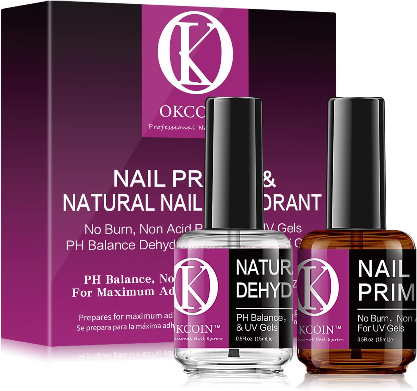 OKCOIN Nail Dehydrator and Primer Protein Bond Set Non Acid No Burn
