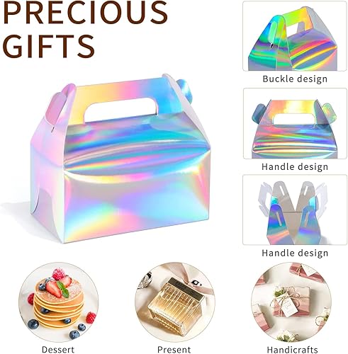 Miniatura 2 de SZYCHEN 10 unidscaja de regalo holográfica pastel caramelo galleta embalaje cartón portátil para bodas y fiestas de cumpleaños