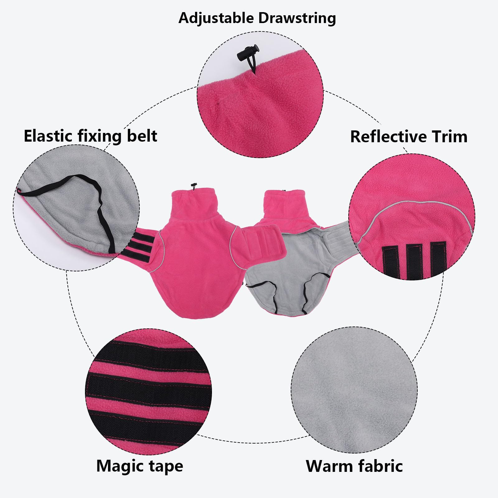 babepet Dog Fleece Jumper,Soft Dachshund Coat,Warm Coats & Jackets for Dogs With Leash Hole,Reflective Miniature Dachshund Clothes for Winter Cold Weather,Outdoor Indoor Pet Vest-Pink-M - Image 3