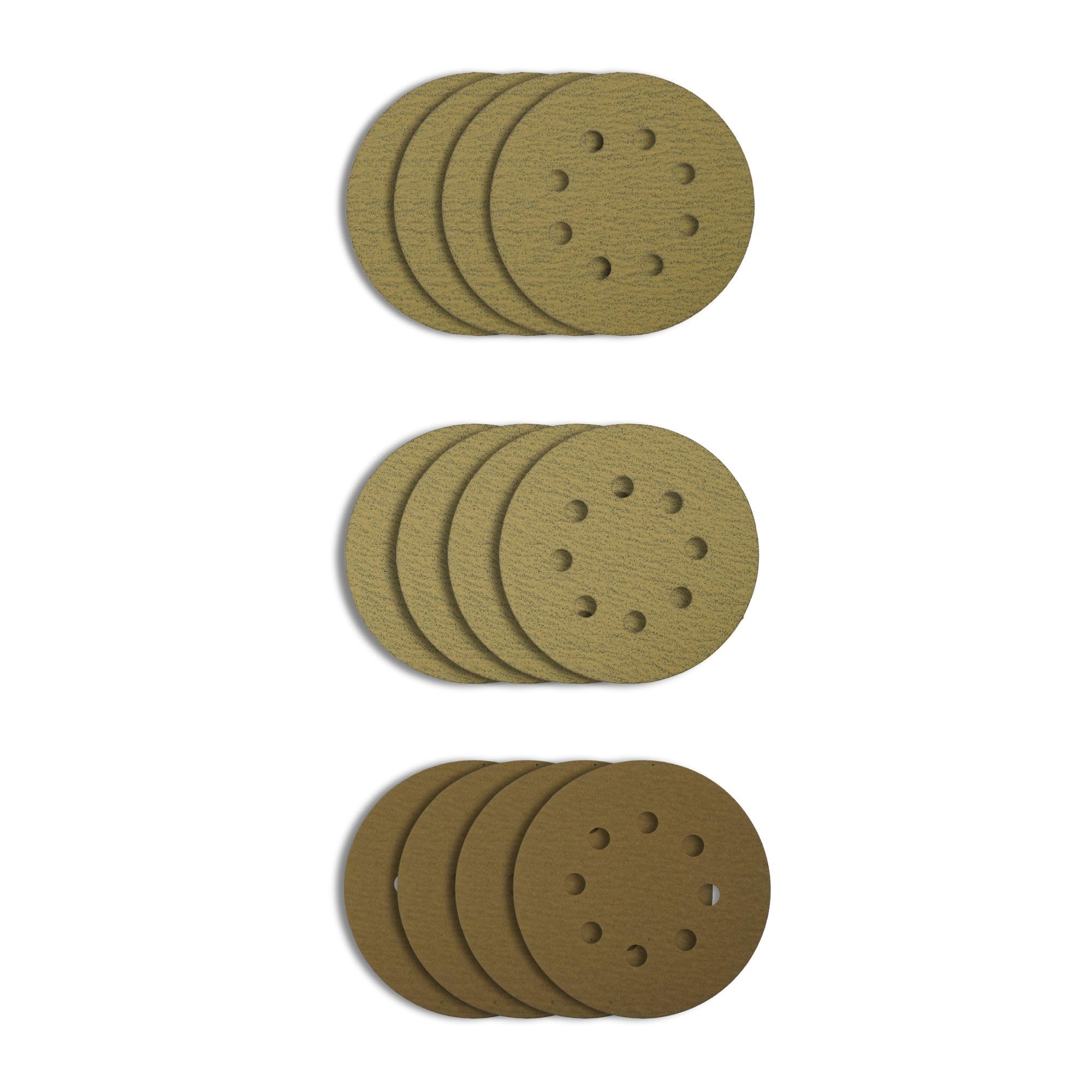Taparia Velcro Sanding Disc 5 inch / 125mm Combo Pack of 12 (60 Grit-4 Pcs, 100 Grit-4 Pcs, 180Grit-4 Pcs)-Durable Abrasive Sheet-For Wood, Metal Surface Finishing-Carpentry, Construction-picture-10
