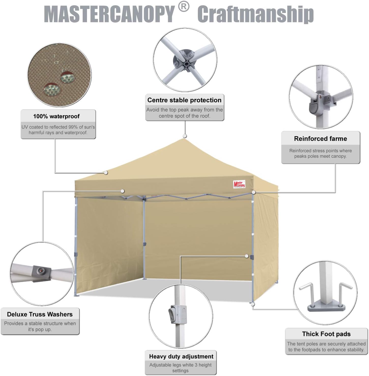 Flаѕh Dеаlѕ - 60% оƒƒ MASTERCANOPY Heavy Duty Pop-up Canopy Tent with Sidewalls (12x12,Beige)