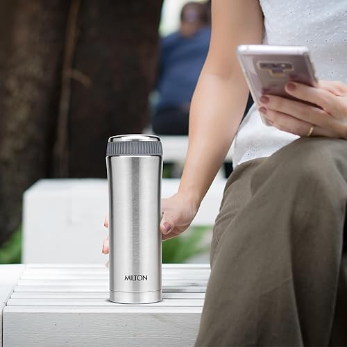 Miniatura 5 de Milton Thermosteel Optima 350 - Termo aislado al vacío de doble pared, 12 onzas, para bebidas calientes y frías durante largas horas, acero