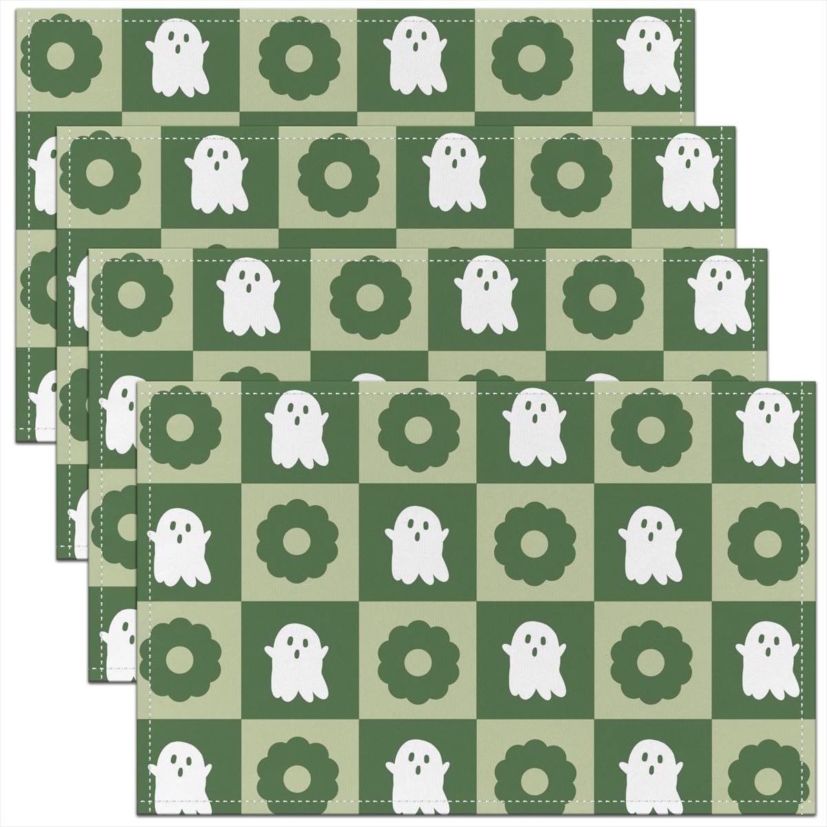 Napperons de cuisine lot de 4 set de table patchwork marguerite dessin animé Halloween 30x45cm