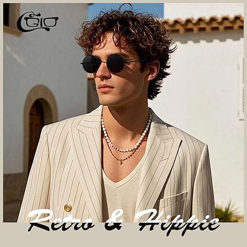 Miniatura 2 de CGID Gafas de sol polarizadas redondas retro para hombre y mujer, círculo, metal, hippie, protección UV400, E01