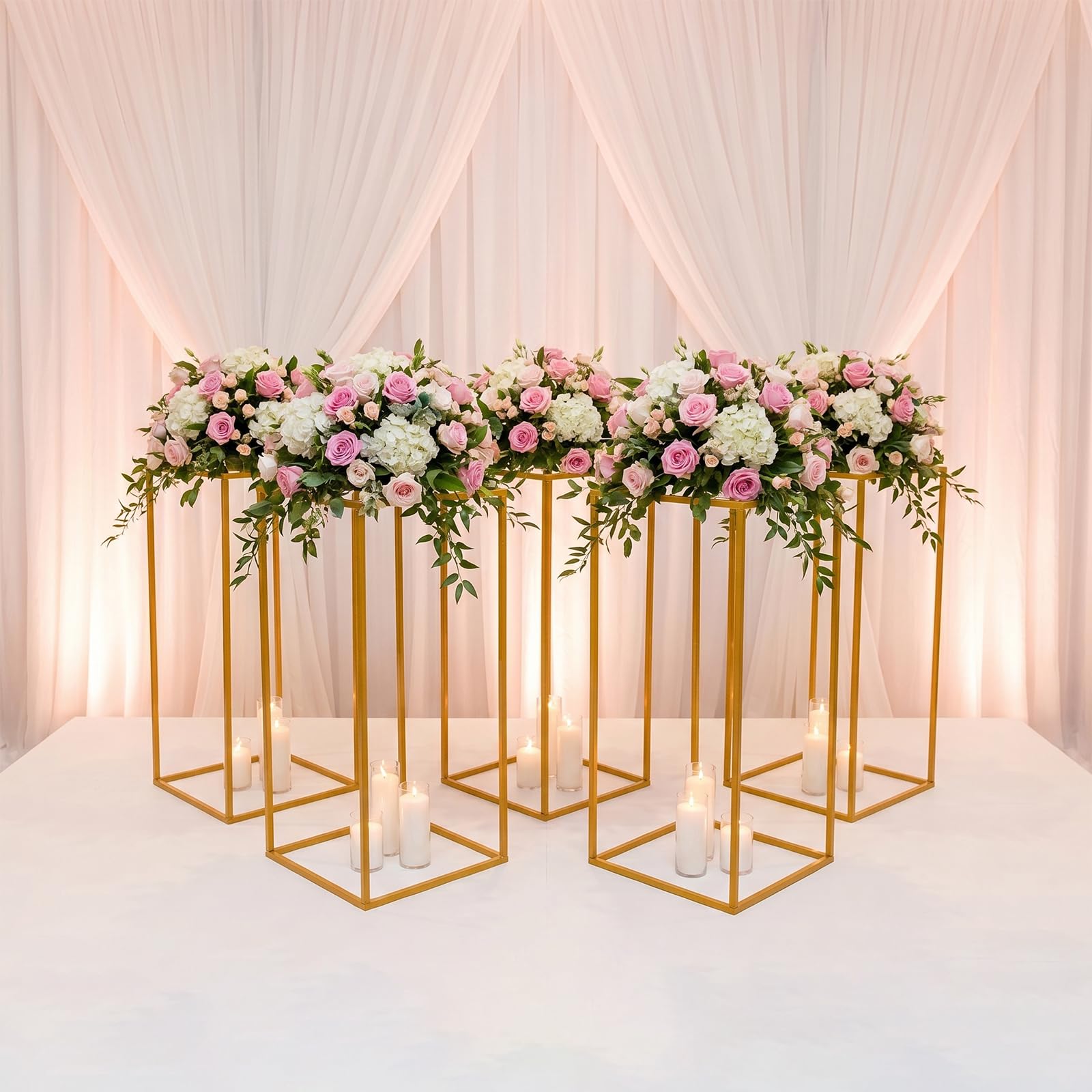5 supporti per fiori per matrimonio, vasi rettangolari