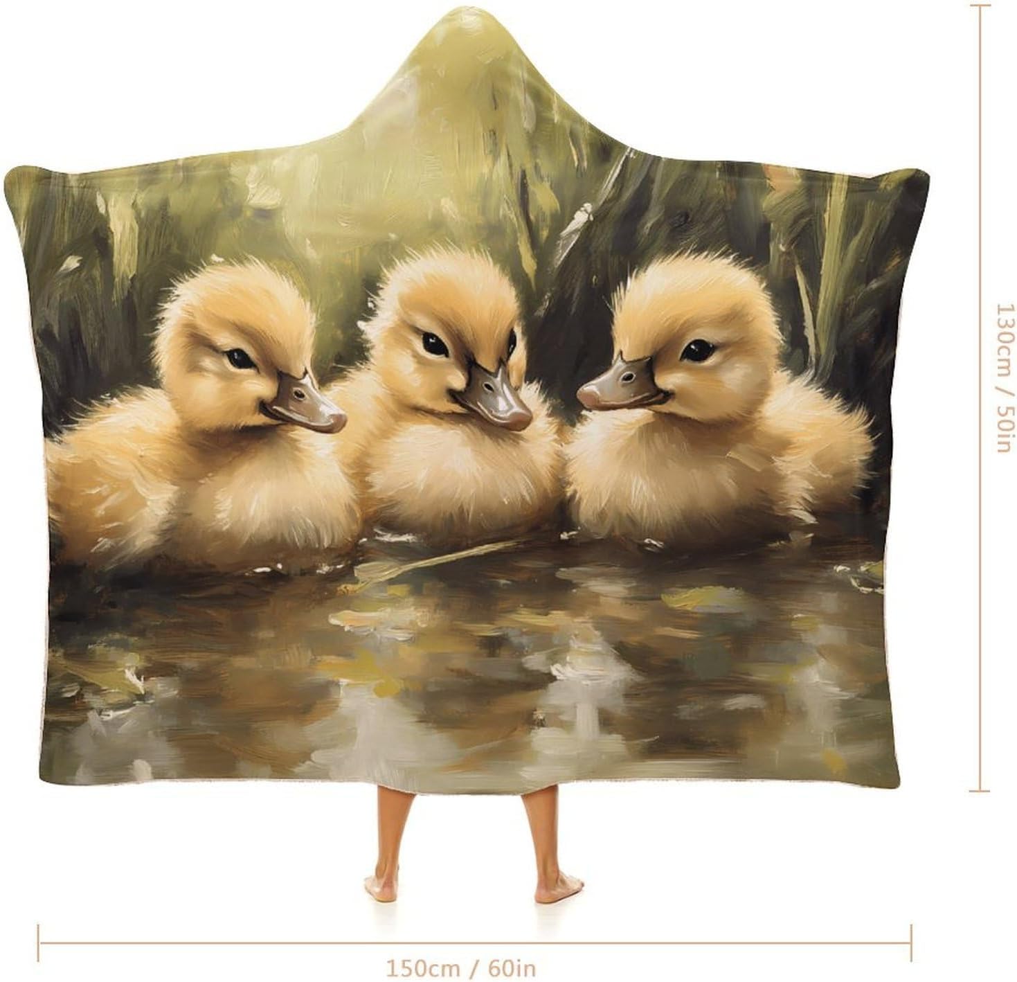 Fluffy Ducklings Ducks Fashion Wearable Blanket Hoodie Fleece Throw Cloak Robe Unisex
