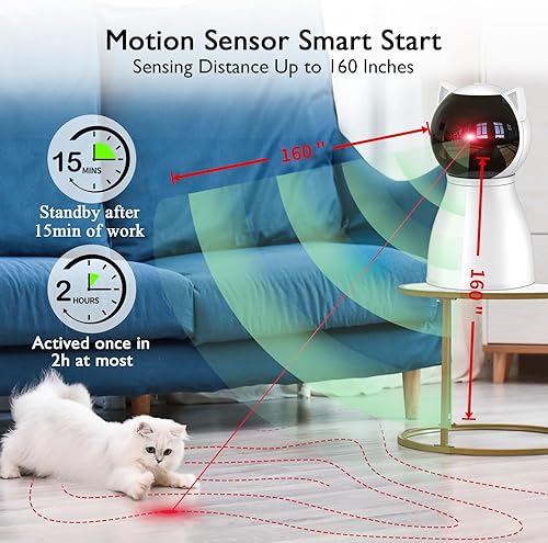Miniatura 3 de Juguete láser para gatos y perros, activado por movimiento, recargable, automático, juguetes interactivos para interiores, modo rápido y lento,