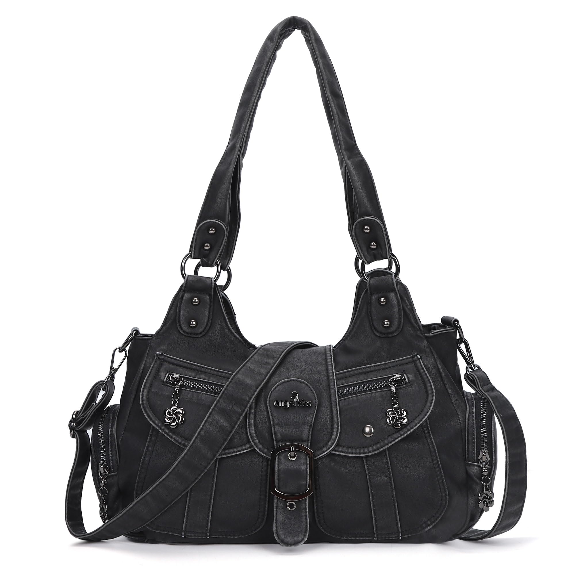 Angel Kiss Sac à main pour femme - Sac à bandoulière rétro - En cuir végétalien - Sac à main vintage - Souple - Grand sac à bandoulière pour femme - Avec bandoulière amovible