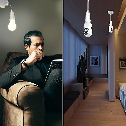 Miniatura 7 de Jmlwlzx Adaptador extensor de enchufe de luz, paquete de 2 unidades, extensor de bombilla E27 a E27, base de extensión ajustable, adaptador de