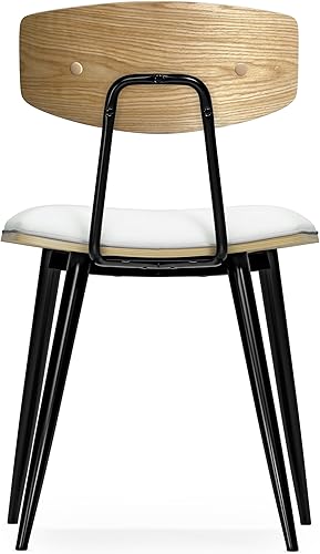 Miniatura 5 de SIMPLIHOME Mavis - Juego de 2 sillas de comedor con marco de hierro moderno de mediados de siglo y sillas de cocina de piel sintética vegana en