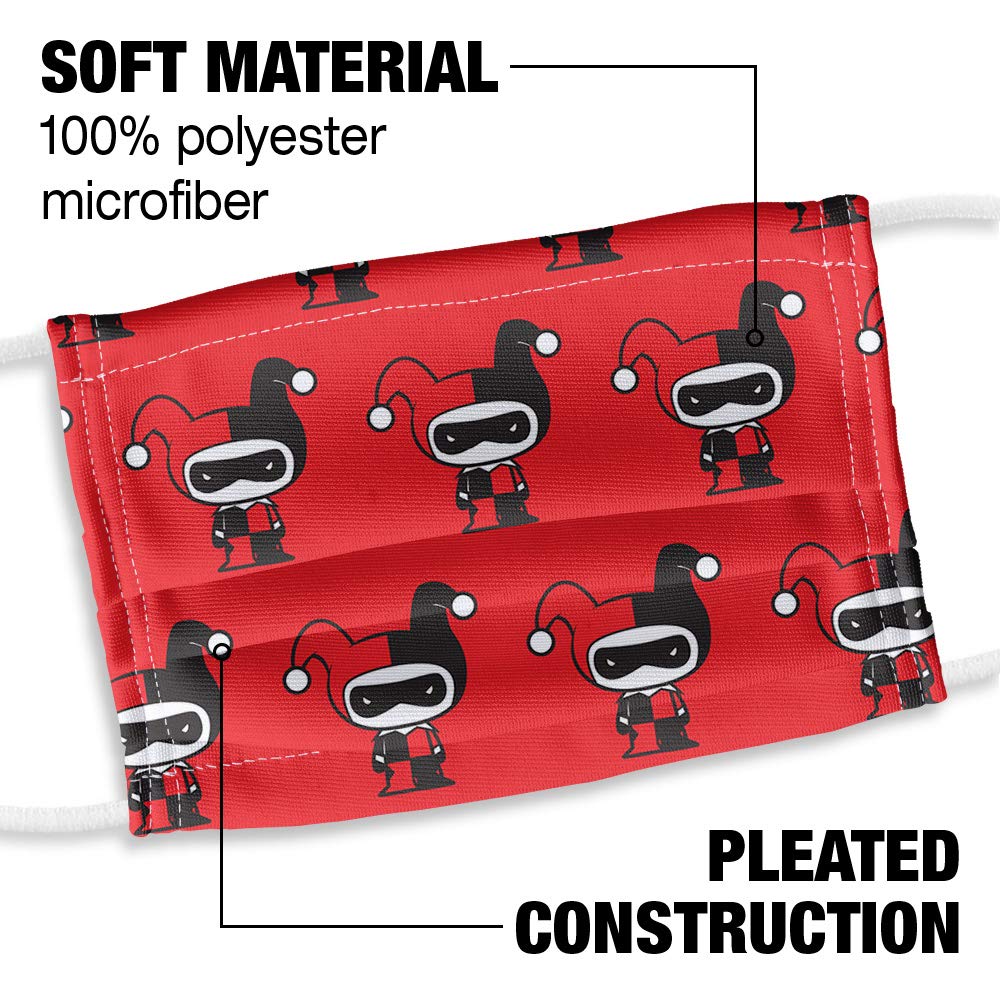 Popfunk Kids Harley Quinn Cute Chibi Character Pattern 1-Ply Reusable Face Mask Covering with Adjustable Nose Wire