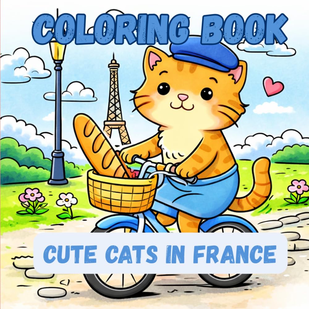 Cute Cats in France: A Coloring Book for All Ages: Color Your Way Through France With Adorable Cats and Cozy Scenes