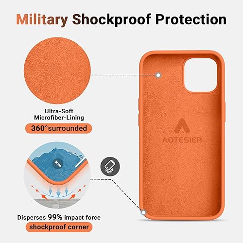Miniatura 5 de AOTESIER Funda compatible con iPhone 12 y iPhone 12 Pro de 6.1 pulgadas, sedoso al tacto, goma de silicona líquida suave de alta calidad,