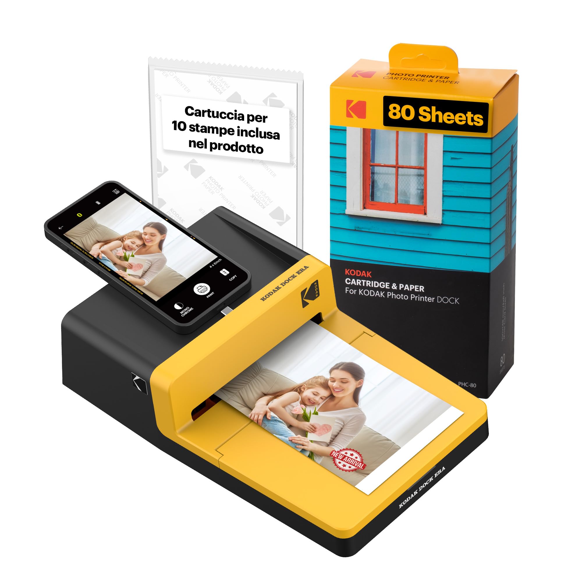 KODAK Dock Era 4PASS Stampante Fotografica Istantanea (10 x 15cm) (Imprimante Photo + 8 Fogli inclusi + Paquet avec 80 Feuilles)
