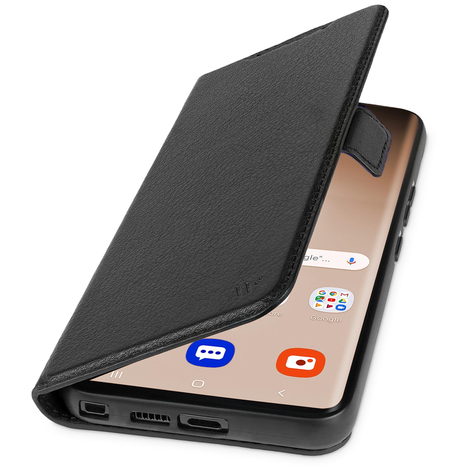 WIIUKA Hülle für Samsung Galaxy S26 Ultra, Leder aus Deutschland, Standfunktion & Kartenfach, Lederhülle extra Dünn, Premium Handyhülle, Klapphülle für Samsung S26 Ultra, suiit Schwarz