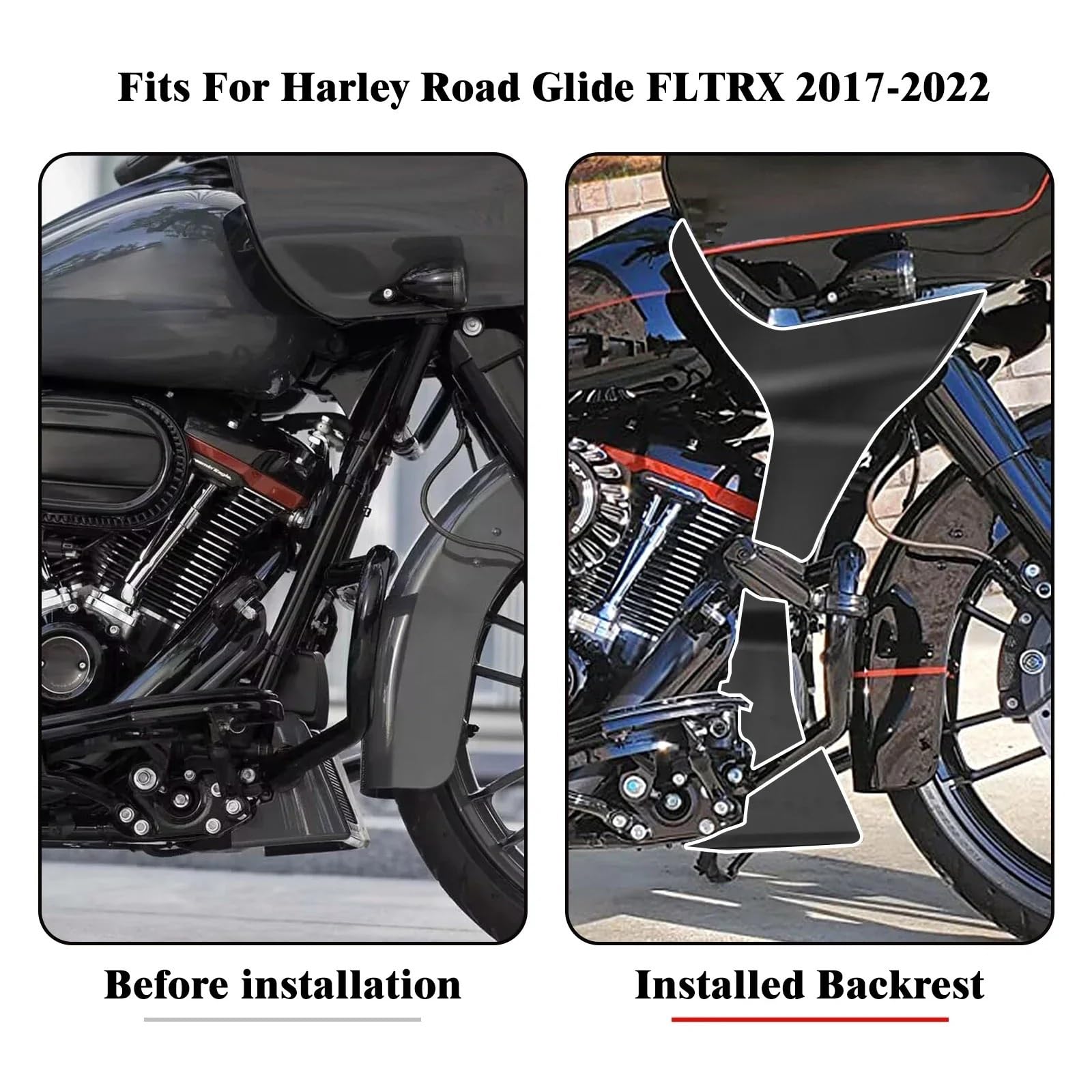 Dekoracja motocykl Front Lip Splitter Pasuje do Harley Touring CVO Road Glide Special FLTRU FLTRK FLTRX FLTRXS 2017-2024 Motocykl Owiewka Spojlery Pokrywa(Fairings Spoilers A)