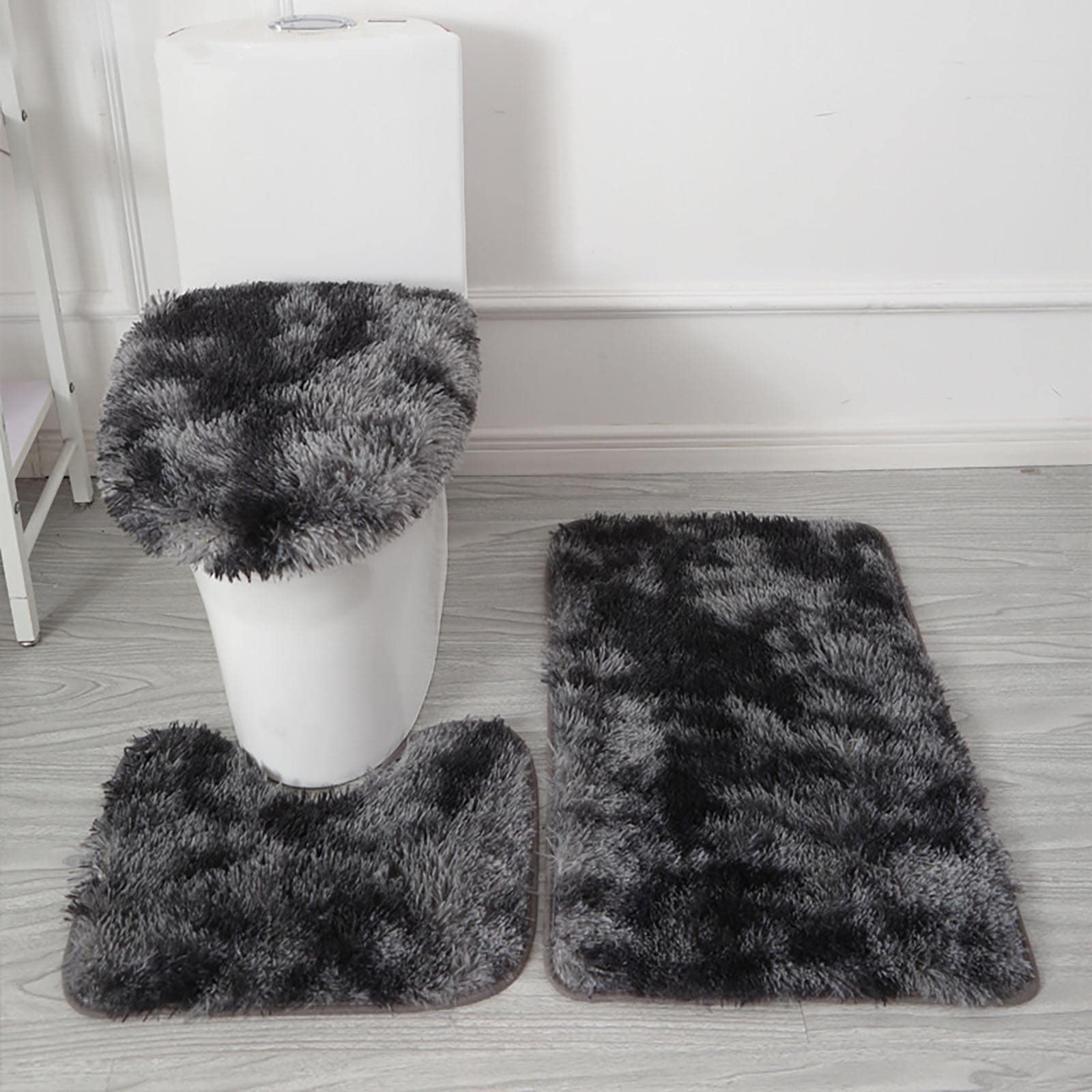 Juego de alfombrillas de baño de contorno y funda de asiento suave