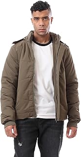 Ravin Mens Dark Olive Zipped Jacket with Detachable Hoody Modern