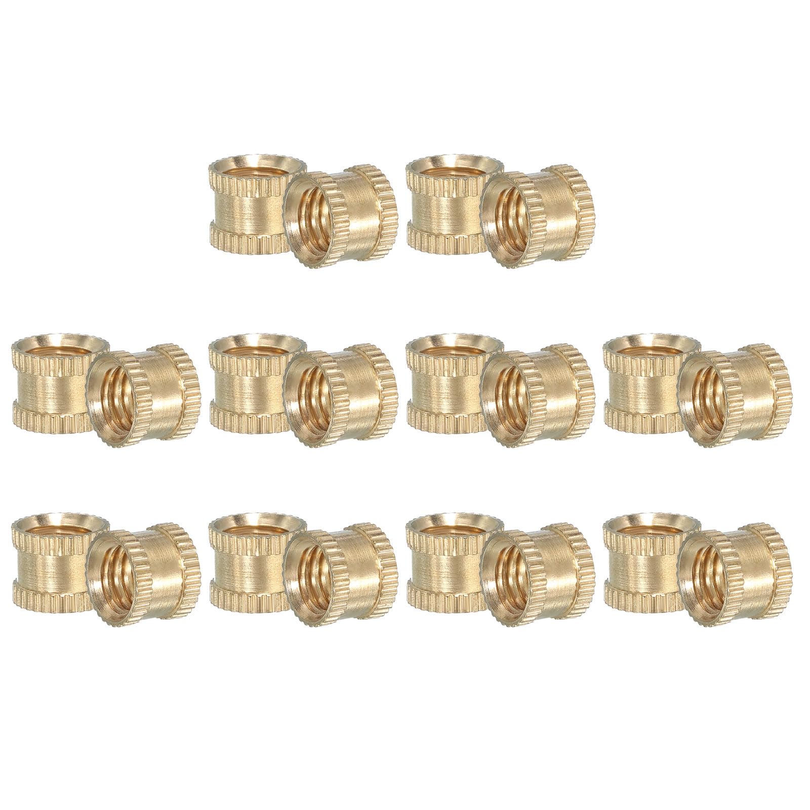 PATIKIL M8 Threaded Inserts, 20 Pcs Female Metric Brass Knurled Nuts Heat Set Insert for Plastic 3D Printing Components (M8x8x10mm)