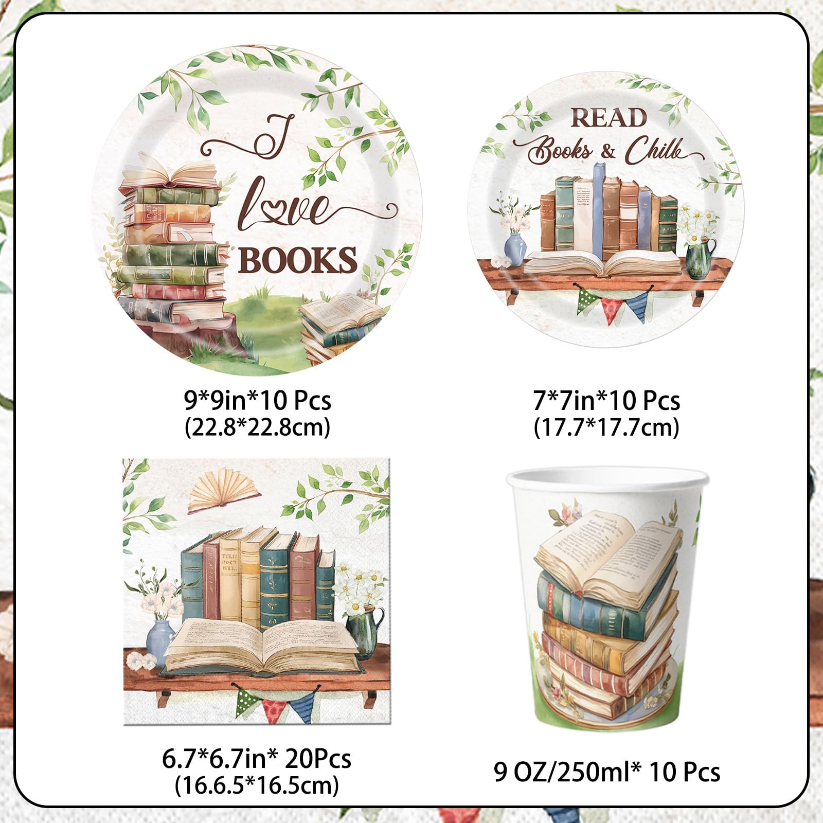MORAINJAY 51 Pcs Book Party Decorations, Reading Tableware Set, Book Paper Plates, Cups, Napkins - Image 2