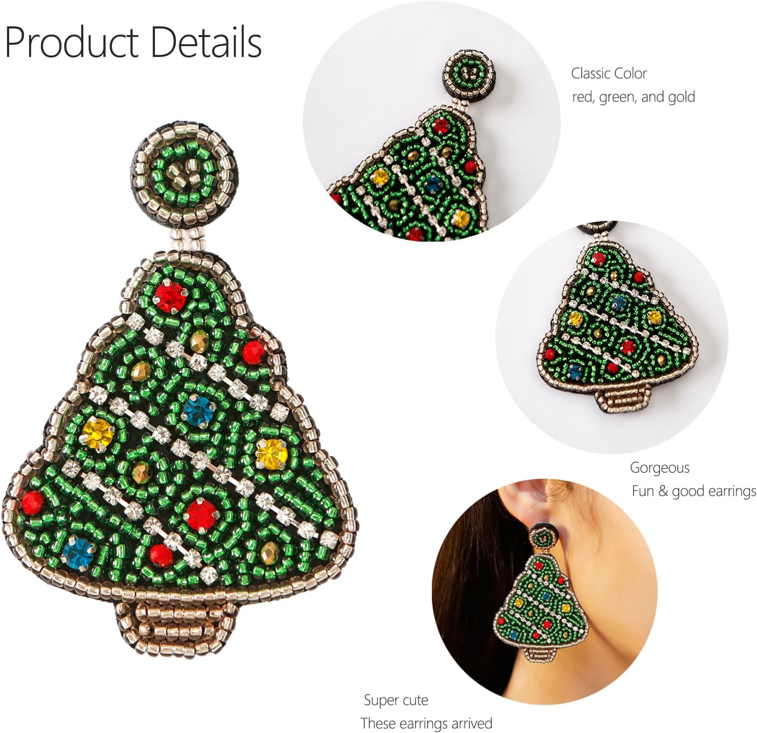 Christmas Earrings for Women, Cute Christmas Gift, Gingerbread Man Tree Bow Dangle Earring Holiday Happy New Year Gift - Image 3