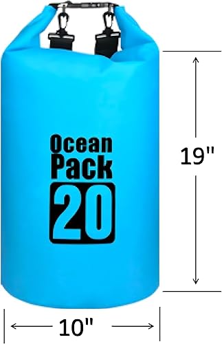 Miniatura 2 de Mochila seca impermeable de 20L con silbato multifuncional (termómetro y brújula) y bolsa para teléfono, para senderismo, natación, rafting, kayak y