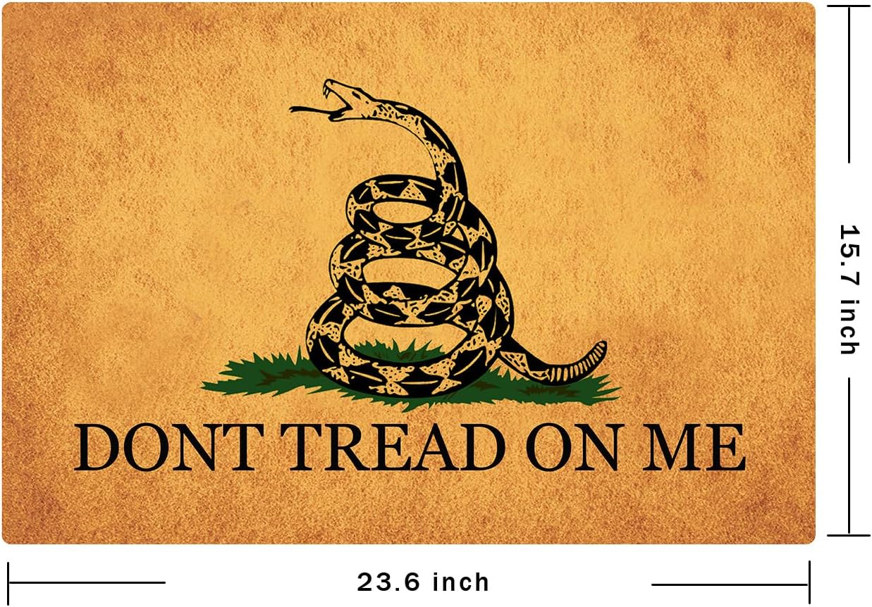 Funny Doormat for Front Door - 23.6x15.7 Inch Non-Slip Welcome Mat with 'Don’t Tread On Me' Design - Durable Indoor/Outdoor Entryway Rubber Mat