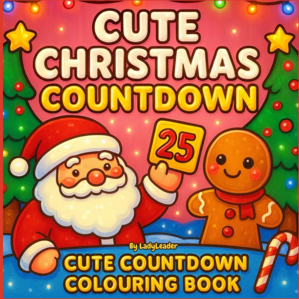 Cute Christmas Countdown: Cute and fun Festive Colouring Book for all ages, Advent Calendar Countdown (LadyLeader)