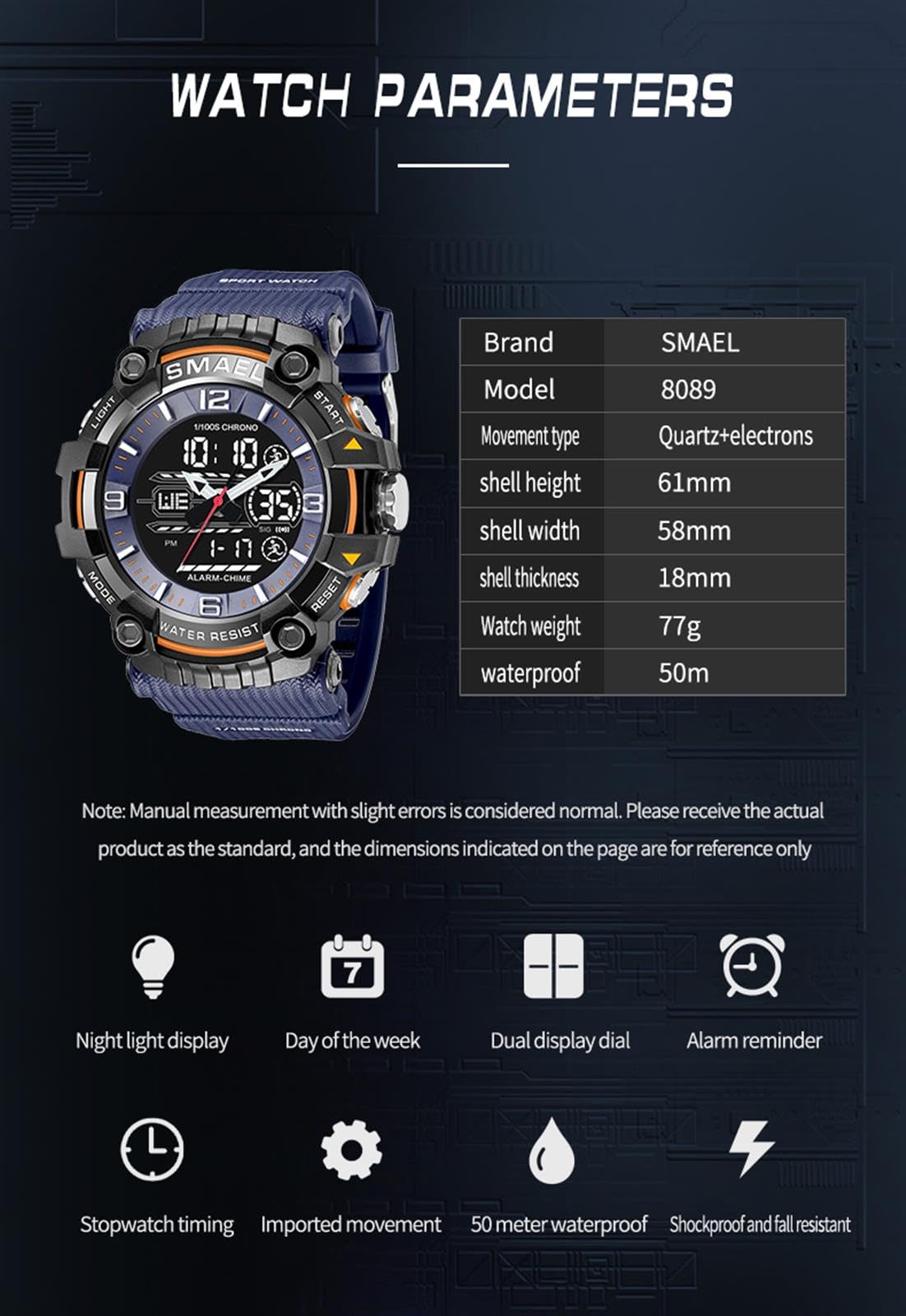 Montre Sport Homme Digitale Etanche 5 Bar avec Chronographe Alarme LED Eclairage Date-Montres avec Bracelet en Silicone