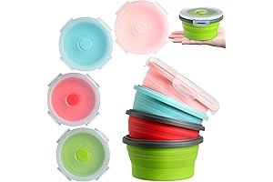 4 Pcs Camping Bowl with Lid Collapsible Silicone Bowl Lunch Box Salad...