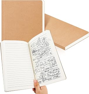Zhanmai 2 Pack A5 Journal Refill 5.5 x 8.2'' Refillable Notebook Inserts A5 Paper Refill Kraft Travelers Journal Notebooks for Office School Writing Supplies, 100 Sheets/200 Pages (Ruled)