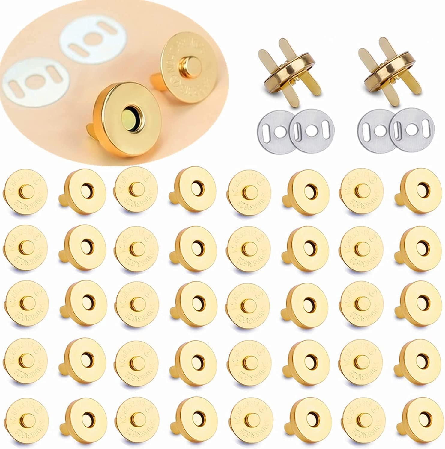 100 Sets of Magnetic Button Clasps Fastener Button Fastener Fastener 18 mm/0.7 Inch for Sewing, Crafts, Handbags, Bags, Clothes, Leather, Handbag