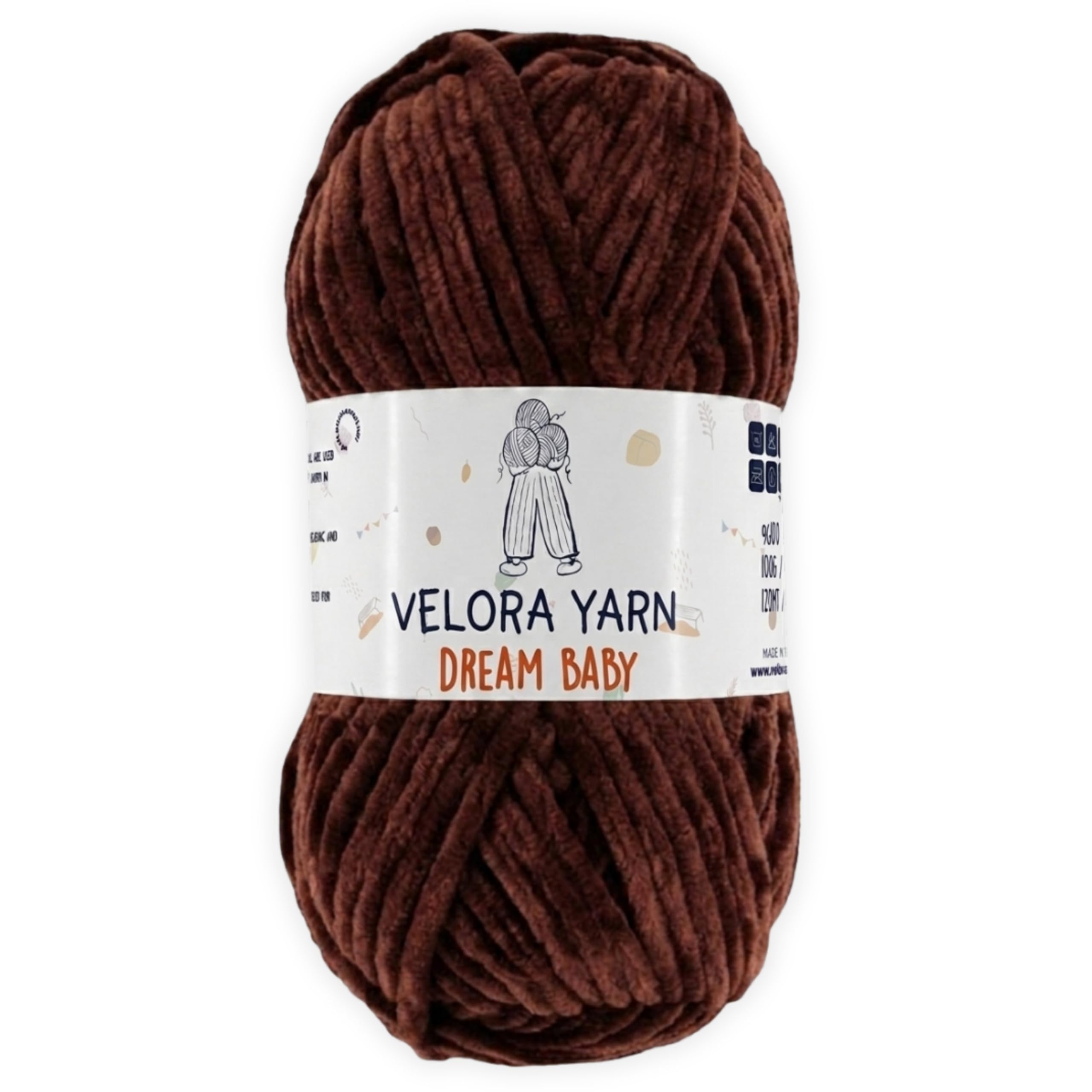Velora Dream Baby 100% Polyester Chenille Yarn Soft Thick Chunky Yarn Skein 100g 120m, Machine Washable for Knitting&Crochet Blanket, Amigurumi, Scarf, Hat,Sweater,Plushies (Bitter Coffee) — image 1