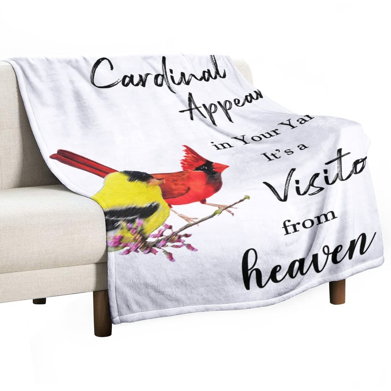 Couverture chaude flanelle contre le froid plaid oiseau cardinal rouge pour lit et canapé