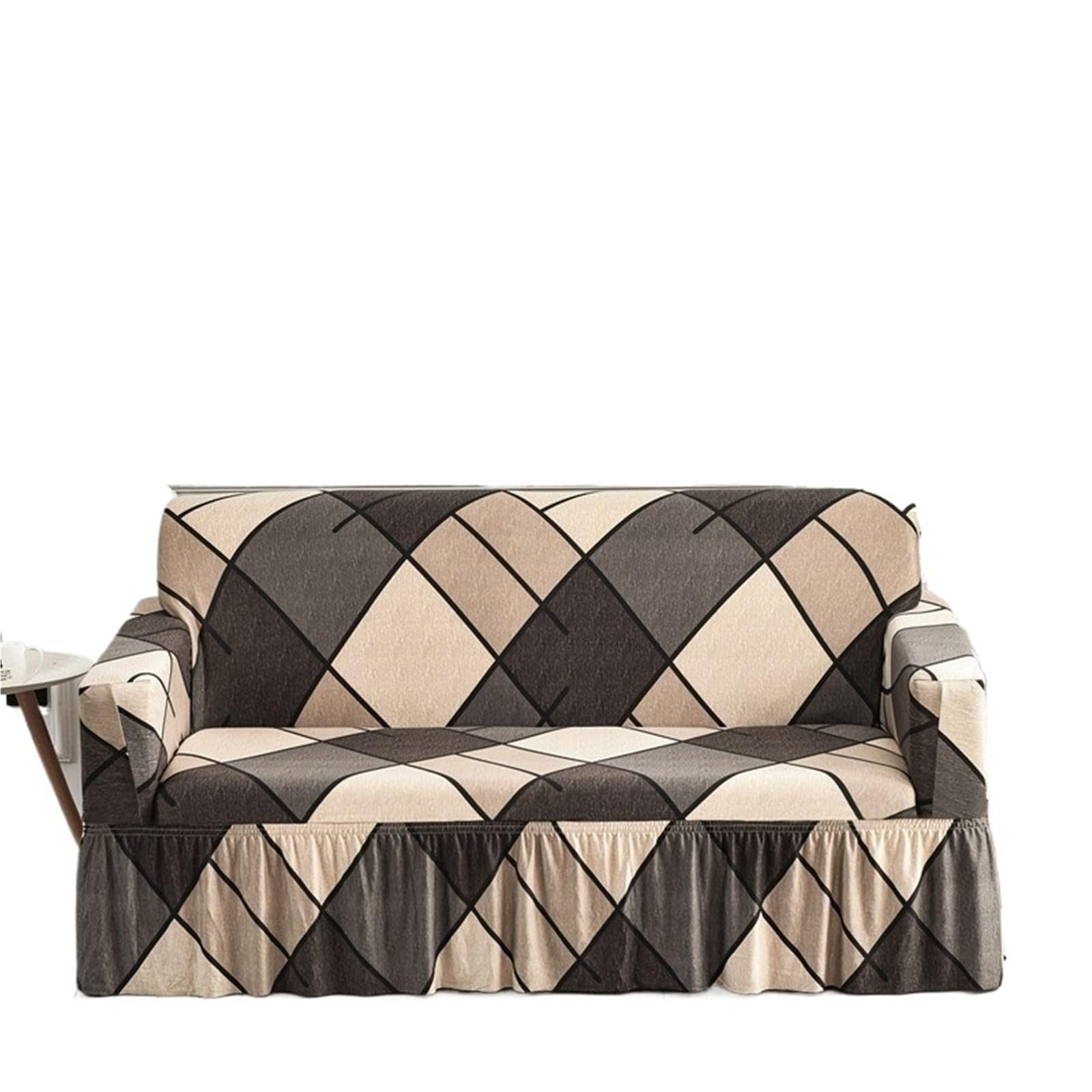 GCYEIDMA Skirt Sofa Cover 1/2/3/4 Seater Sofa Couch Cover with Skirt Washable Elastic Stretchable Easy Fit Universal Furniture Protector(Color 10,2-seater(145-185cm))