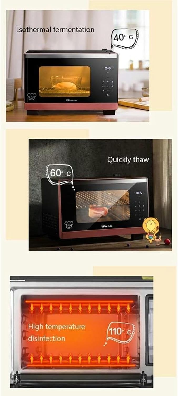 Mini 25-Liter Steam Oven, Adjustable Temperature, 40-230 ℃ And Intelligent Synchronization, Steam And Baked Machine, Double Tempered Glass Door, 1.1-Liter Water Tank