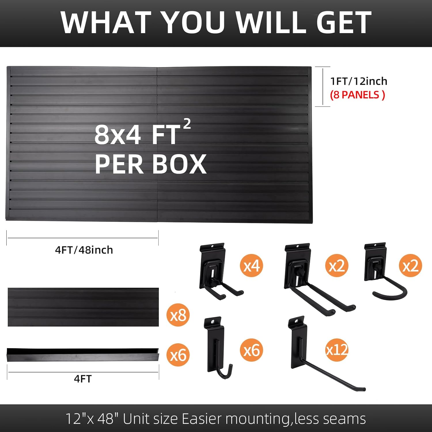 Slatwall Panels 4x8 ft with 26 Slatwall Hooks, Slat Wall Paneling