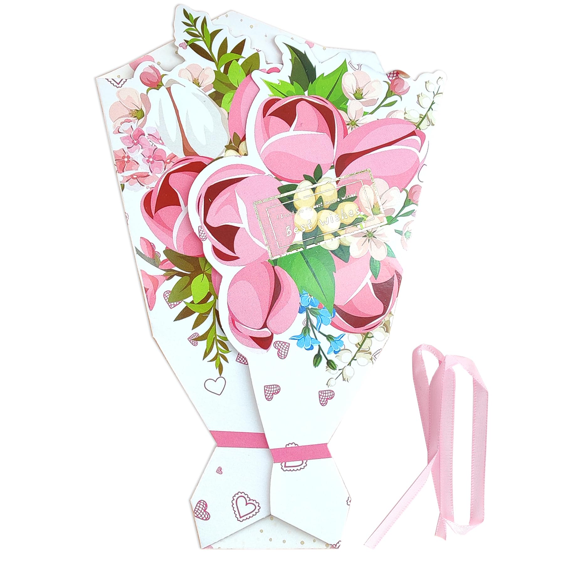 Beautiful Flowers Greeting Cards for Gracious People, Best Wishes Cards Men's & Women's Envelopes Sweet Friendship Gift for Friends & Classmates Best Best Wishes Gift for Mom & Dad ?Tulip?